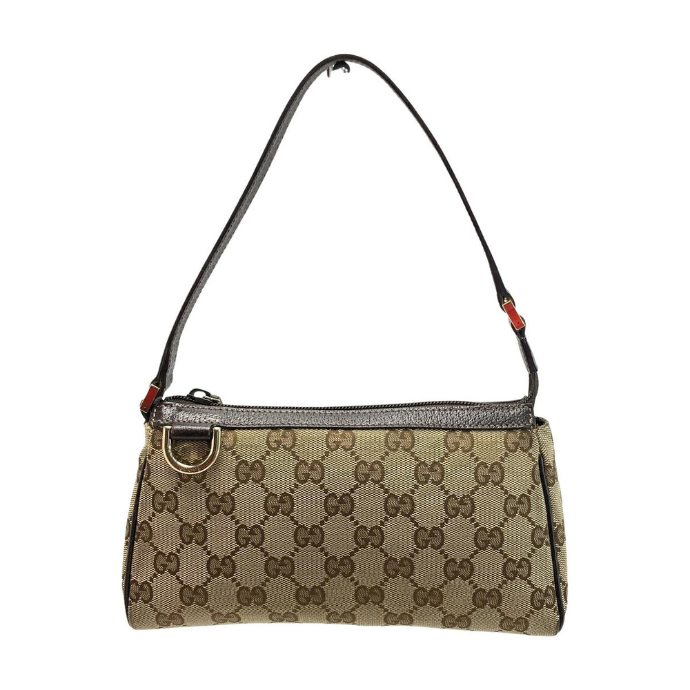 GUCCI GG Canvas Hobo Bag Brown Leather Handbag